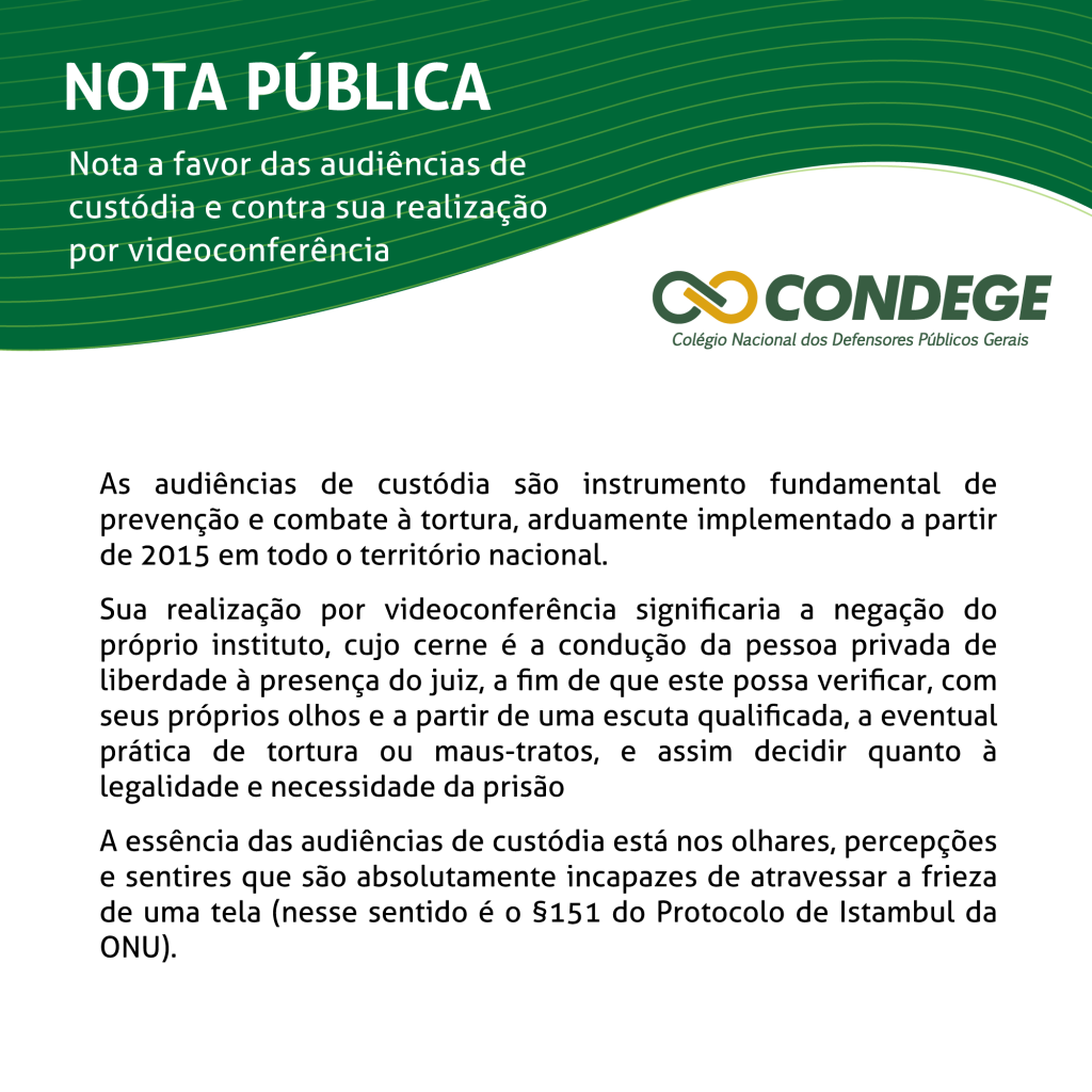 NOTA PÚBLICA CONDEGE - Defensoria Pública do Estado de Pernambuco